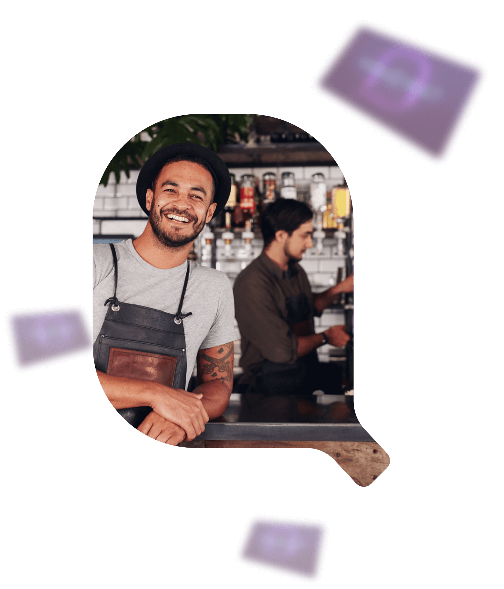 happy man working at bar